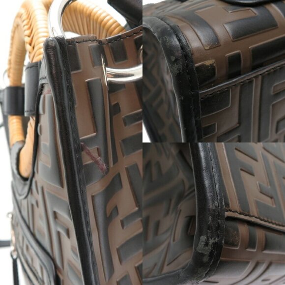 FENDI Brown Leather Zucca Bag - Picture 9 of 10